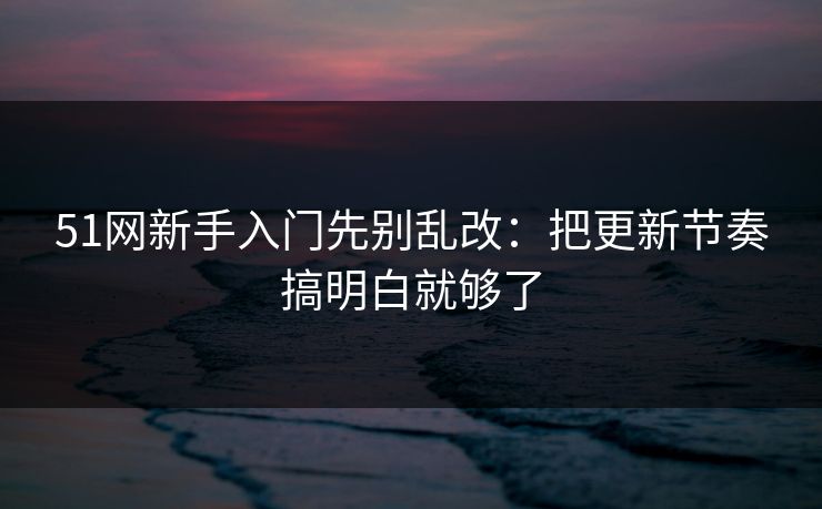 51网新手入门先别乱改：把更新节奏搞明白就够了