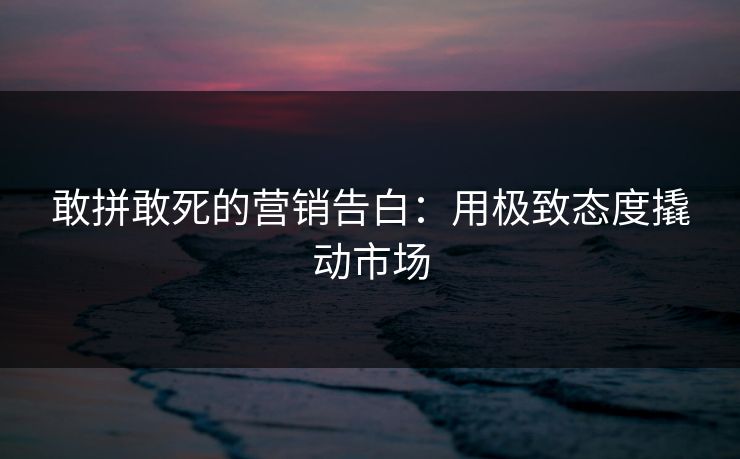 敢拼敢死的营销告白:用极致态度撬动市场