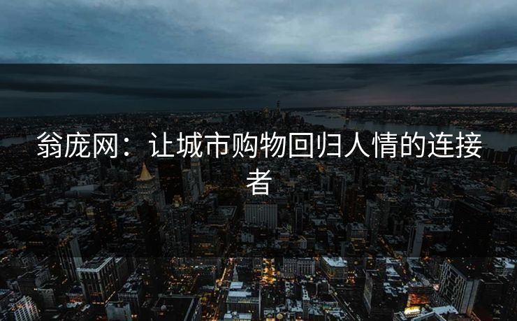 翁庞网：让城市购物回归人情的连接者