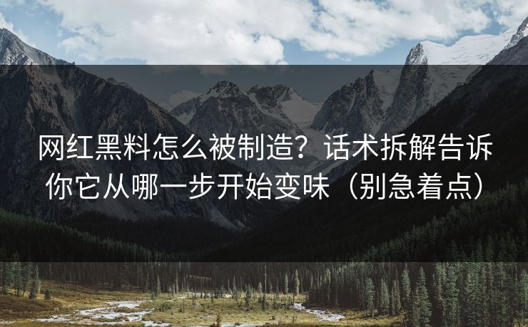 网红黑料怎么被制造？话术拆解告诉你它从哪一步开始变味（别急着点）